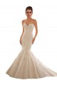 Online Marfil & Champán Sirena Cuello de Corazón Cola capilla Tul Encaje Vestidos de novia