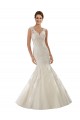Online Marfil & Champán Sirena Cuello en V Cola capilla Tul Encaje Vestidos de novia