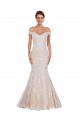 Online Marfil & Champán Sirena Hombros Descubiertos Cola capilla Encaje Clásico Vestidos de novia