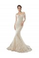 Online Marfil & Champán Sirena Hombros Descubiertos Cola capilla Tul Encaje Vestidos de novia