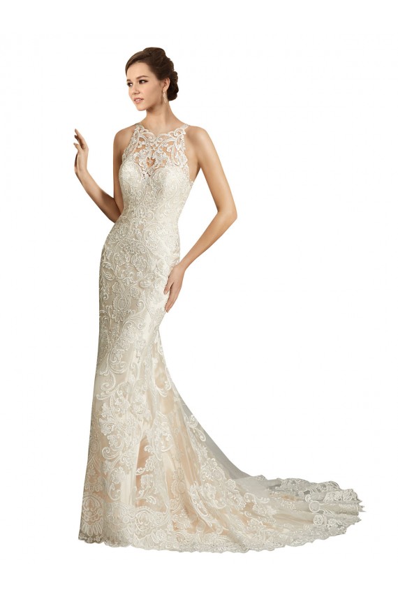 Online Marfil & Champán Sirena Ilusión Cola capilla Tul Encaje Clásico Vestidos de novia