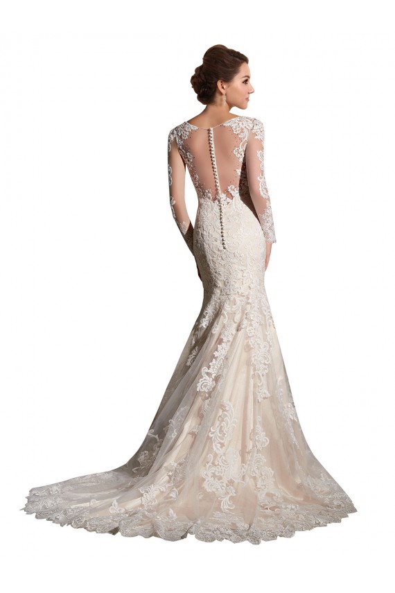 Online Marfil & Champán Sirena Ilusión Cola capilla Tul Encaje Vestidos de novia