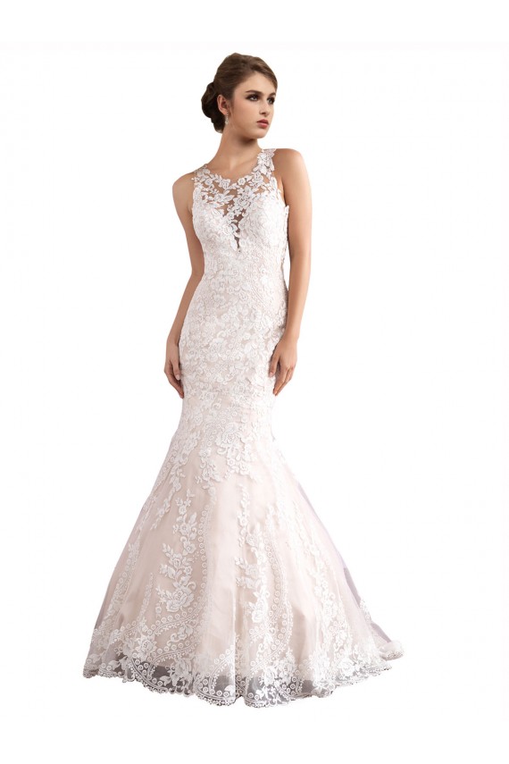 Online Marfil & Champán Sirena Ilusión Tren catedral Tul Encaje Vestidos de novia