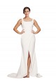 Online Marfil Cubierta Cuadrado Barrer tren Crepé Elástico Largo Vestidos de dama de honor / Vestidos de fiesta