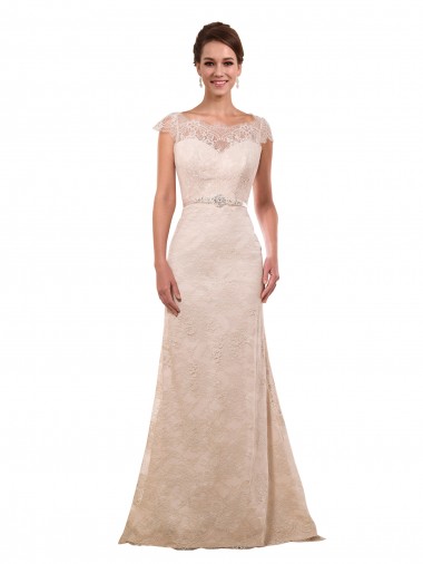 Online Marfil Cubierta Cuello de Corazón Cola capilla Encaje Vestidos de novia