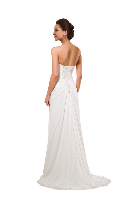 Online Marfil Cubierta Cuello de Corazón Cola capilla Gasa Vestidos de novia
