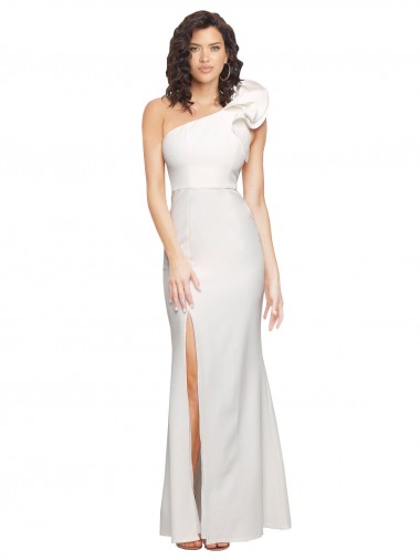 Online Marfil Cubierta Un Hombre Crepé Elástico Largo Formales Vestidos de dama de honor / Vestidos de fiesta