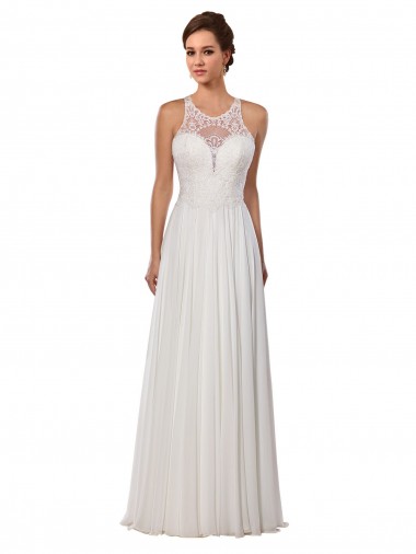Online Marfil Cubierta Ilusión Cola capilla Gasa Vestidos de novia