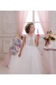 Online Marfil Cuello Alto Tul Encaje Largo vestidos de niña de las flores