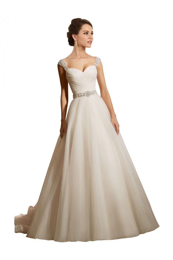 Online Marfil Cuello de Corazón Cola capilla Tul Vestidos de novia
