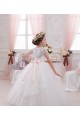 Online Marfil Cuello de Corazón Tul Encaje Largo vestidos de niña de las flores