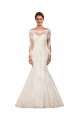 Online Marfil Sirena Barco Cola capilla Encaje Vestidos de novia