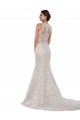 Online Marfil Sirena Cuello Alto Cola capilla Encaje Vestidos de novia