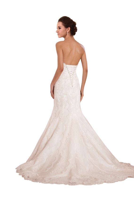 Online Marfil Sirena Cuello de Corazón Cola capilla Encaje Vestidos de novia