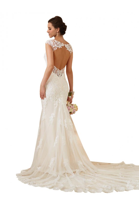 Online Marfil Sirena Cuello de Corazón Cola capilla Encaje Vestidos de novia