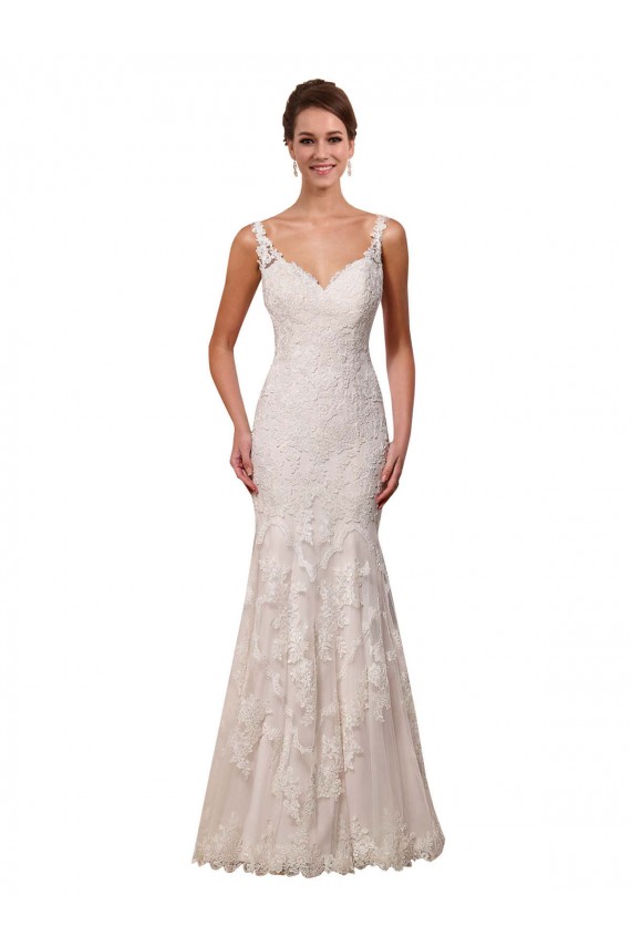 Online Marfil Sirena Cuello de Corazón Cola capilla Encaje Vestidos de novia