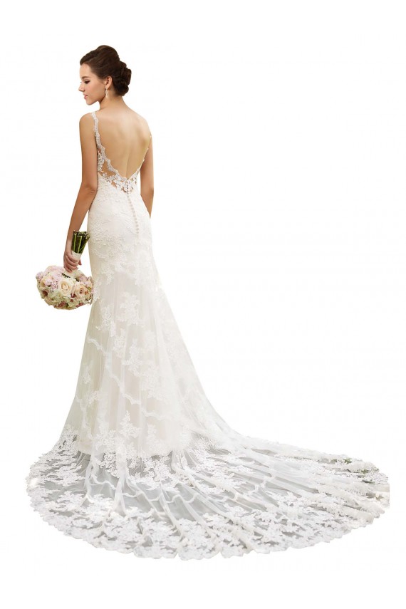 Online Marfil Sirena Cuello de Corazón Cola capilla Encaje Vestidos de novia