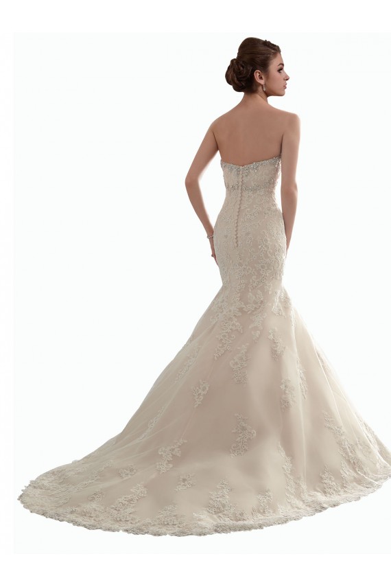 Online Marfil Sirena Cuello de Corazón Cola capilla Tul Encaje Clásico Vestidos de novia