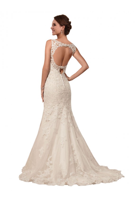 Online Marfil Sirena Cuello de Corazón Cola capilla Tul Encaje Vestidos de novia
