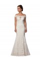 Online Marfil Sirena Hombros Descubiertos Cola capilla Encaje Boho Vestidos de novia