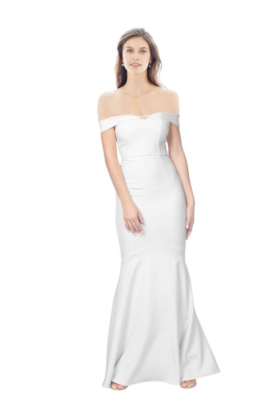 Online Marfil Sirena Hombros Descubiertos Crepé Elástico Largo Formales Vestidos de dama de honor / Vestidos de fiesta