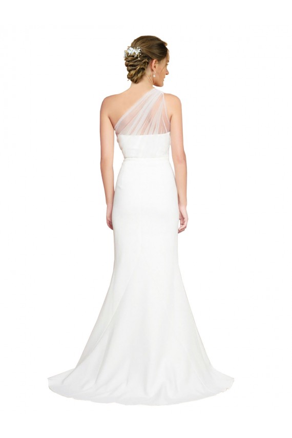 Online Marfil Sirena Un Hombre Barrer tren Crepé Elástico Tul Largo Formales Vestidos de dama de honor / Vestidos de noche