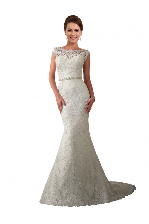 Online Marfil Sirena Ilusión Cola capilla Tul Encaje Vestidos de novia