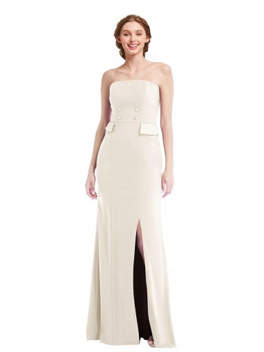 Online Marfil Trompeta Sin tirantes Crepé Elástico Largo Vestidos de dama de honor / Vestidos de fiesta