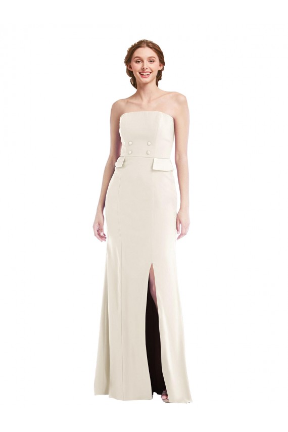 Online Marfil Trompeta Sin tirantes Crepé Elástico Largo Vestidos de dama de honor / Vestidos de fiesta