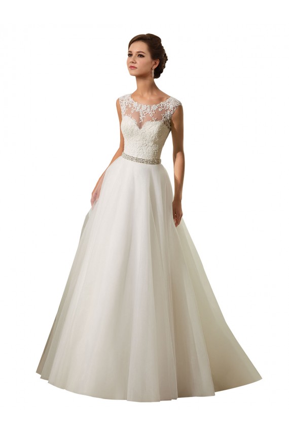 Online Marfil Ilusión Cola capilla Tul Encaje Vestidos de novia
