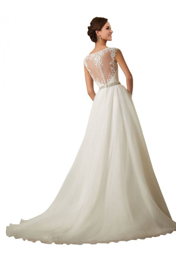 Online Marfil Ilusión Cola capilla Tul Encaje Vestidos de novia
