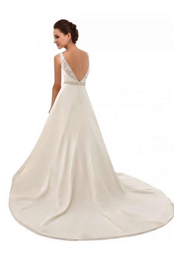 Online Marfil línea A Ilusión Cola capilla Encaje Vestidos de novia