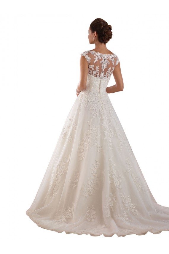 Online Marfil línea A Ilusión Cola capilla Tul Encaje Clásico Vestidos de novia