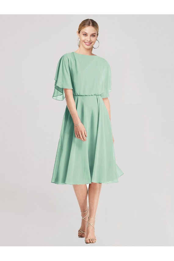 Online Menta Verde línea A Gasa Corto Vestidos de dama de honor