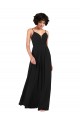 Online Negro Columna Cuello en V Gasa Largo Formales Vestidos de dama de honor / Vestidos de noche