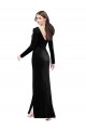 Online Negro Columna Cuello en V Terciopelo Elástico Largo Formales Vestidos de dama de honor / Vestidos de fiesta