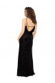 Online Negro Cubierta Cuello en V Terciopelo floral Terciopelo Elástico Largo Vestidos de dama de honor