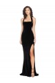 Online Negro Cubierta Halter Cuello Alto Terciopelo Elástico Largo Vestidos de dama de honor / Vestidos de fiesta