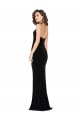 Online Negro Cubierta Halter Cuello Alto Terciopelo Elástico Largo Vestidos de dama de honor / Vestidos de fiesta