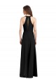 Online Negro Cubierta Halter Cuello en V Crepé Elástico Largo Formales Vestidos de dama de honor / Vestidos de fiesta