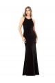 Online Negro Cubierta Tirantes espagueti Cuello joya Terciopelo Elástico Largo Formales Vestidos de dama de honor / Vestidos de fiesta