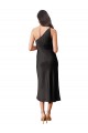 Online Negro Cubierta Un Hombre Midi Satén elástico Corto Formales Vestidos de dama de honor / Vestidos de fiesta / Vestidos de cóctel