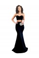 Online Negro Sirena Cuello Alto Crepé Elástico Largo Formales Vestidos de dama de honor / Vestidos de fiesta