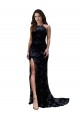 Online Negro Sirena Cuello Alto Encaje Largo Formales Vestidos de dama de honor / Vestidos de fiesta