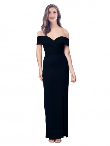 Online Negro Sirena Hombros Descubiertos Crepé Elástico Largo Formales Vestidos de dama de honor / Vestidos de fiesta