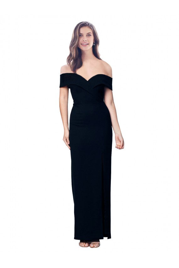 Online Negro Sirena Hombros Descubiertos Crepé Elástico Largo Formales Vestidos de dama de honor / Vestidos de fiesta