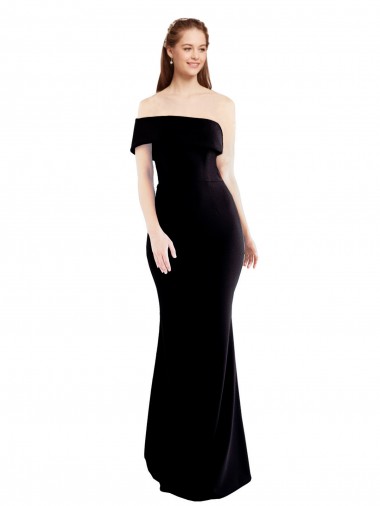 Online Negro Sirena Un Hombre Crepé Elástico Largo Formales Vestidos de dama de honor / Vestidos de fiesta