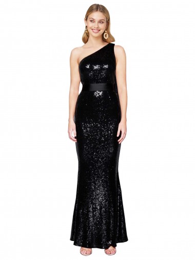 Online Negro Sirena Un Hombre Lentejuela Largo Formales Vestidos de dama de honor / Vestidos de fiesta