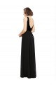 Online Negro línea A Cuello en V Gasa Terciopelo Largo Vestidos de dama de honor / Vestidos de fiesta