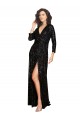 Online Negro línea A Cuello en V Lentejuela Largo Formales Vestidos de dama de honor / Vestidos de fiesta